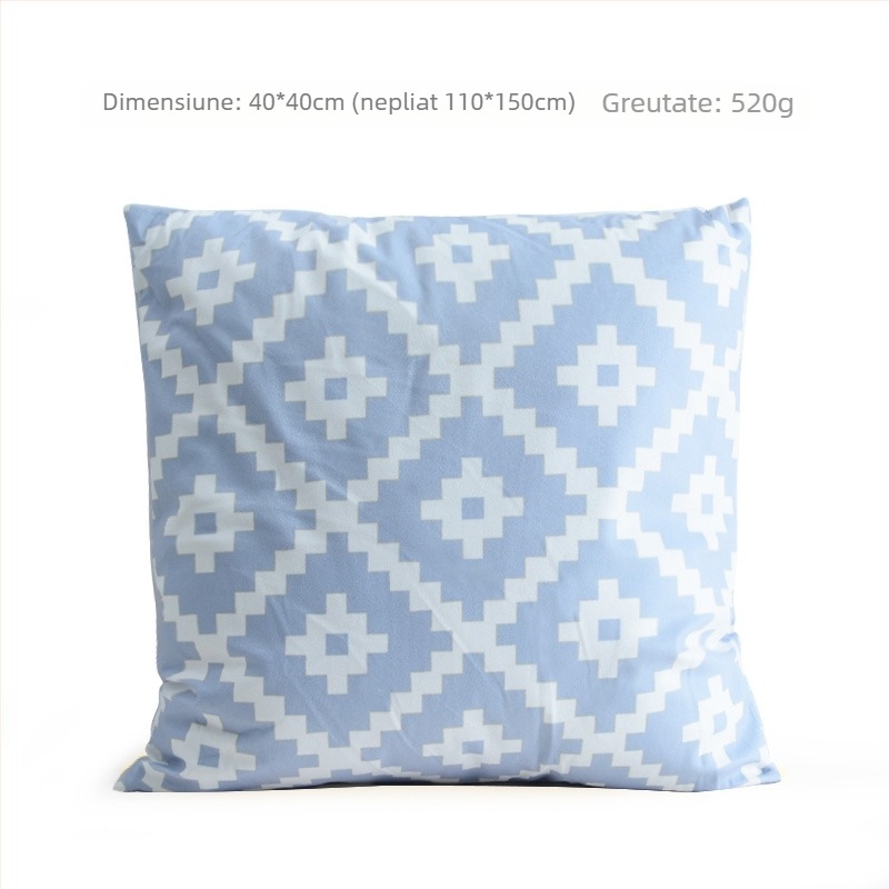 Grace Pernă și Pătură cu Model Geometric, Dual-Use, Cu husă de pernă