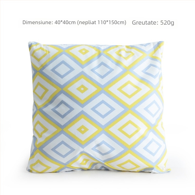 Grace Pernă și Pătură cu Model Geometric, Dual-Use, Cu husă de pernă