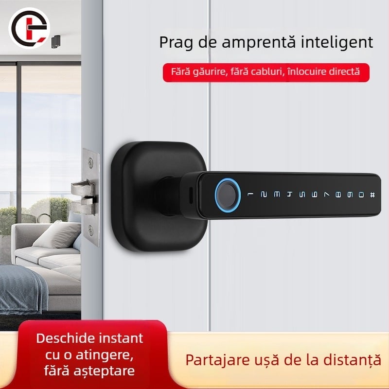 ușă electronică inteligentă cu amprentă digitală și parolă – Model B3; capacitate amprentă 50; timp de scanare <0,5 s; FAR 0,0001%; FRR 0,001%; alimentare DC