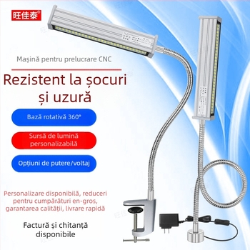 Lampa LED de lucru pentru mașini-unelte, braț lung, impermeabilă, bază magnetică, 220V/24V/36V