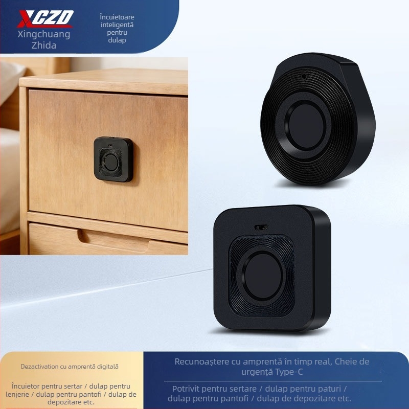 Blocare cu amprentă pentru dulapuri, ABS, model M-2506-Z01/Z02, pentru uz casnic, stil modern minimalist