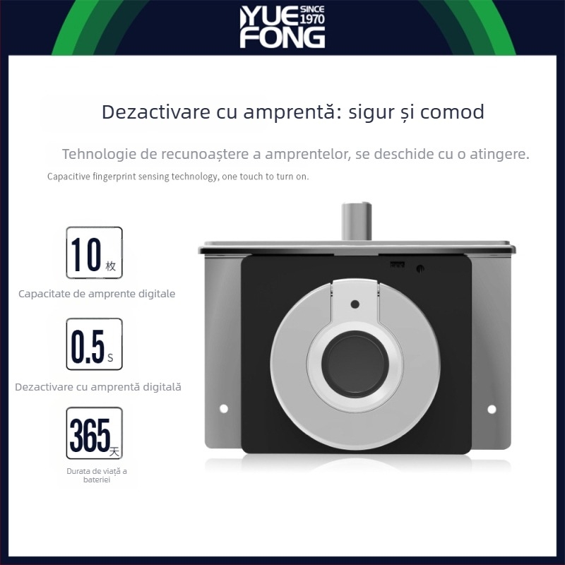 Cutie pentru bijuterii cu lacăt biometric (amprentă), model DWS9, aliaj de zinc + ABS, marca Guangdong Fengmai's, design modern minimalist