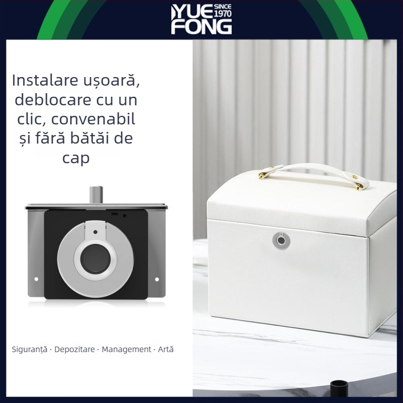 Cutie pentru bijuterii cu lacăt biometric (amprentă), model DWS9, aliaj de zinc + ABS, marca Guangdong Fengmai's, design modern minimalist