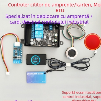 Dispozitiv de recunoaștere a amprentelor cu comunicare Modbus RTU, RS-485, ecran tactil industrial și PLC cu relee