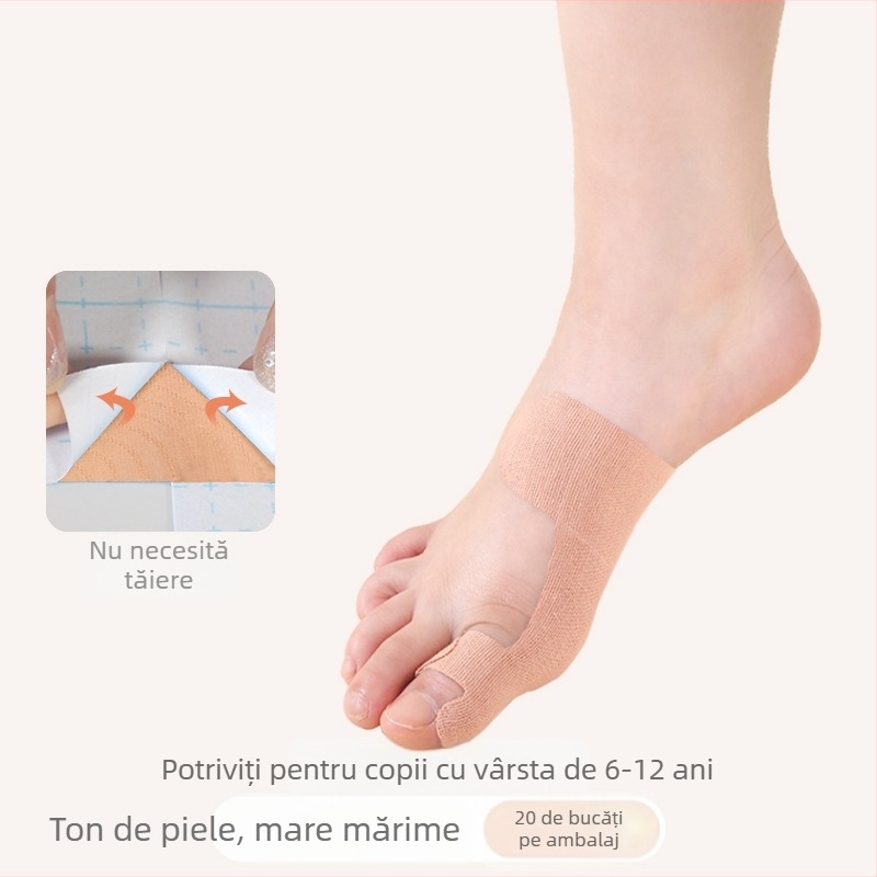 Corector valgus la degetul mare pentru copii cu bandă elastică – textură din bumbac, pachet 30, pentru copii, alergare și baschet