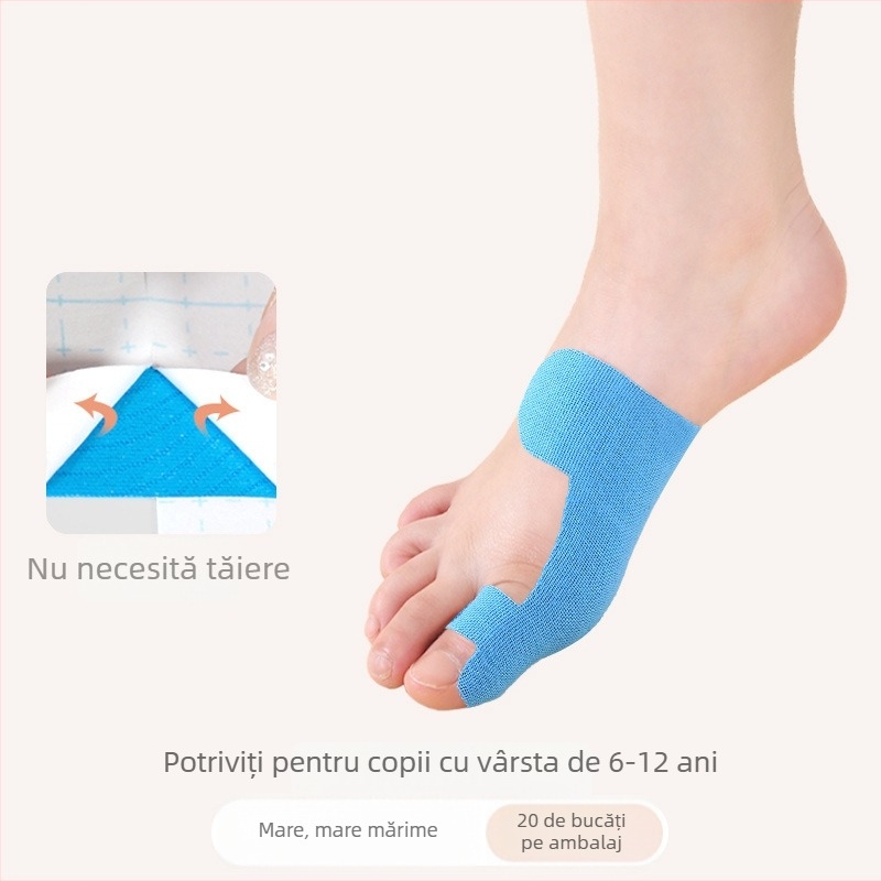 Corector valgus la degetul mare pentru copii cu bandă elastică – textură din bumbac, pachet 30, pentru copii, alergare și baschet