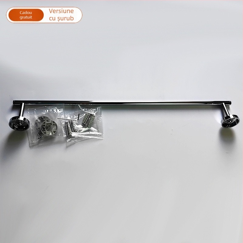 Suport prosoape cu ventuză – oțel inoxidabil și ABS, fără găuri, cu o singură bară pentru baie