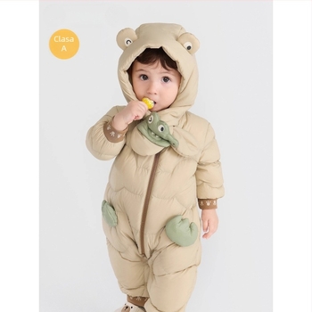 Salopetă unisex cu puf pentru nou-născuți, iarna 2025, umplutură din puf alb de rață 91–94%, exterior din nylon 100%