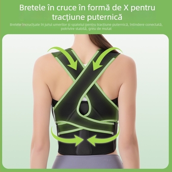 Orteza pentru corectarea posturii a spatelui cu deschidere la umeri, susținere a pieptului, invizibilă și respirabilă, țesătură nețesută, personalizare disponibilă