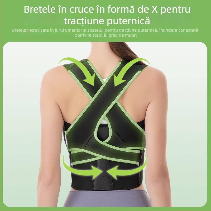 Orteza pentru corectarea posturii a spatelui cu deschidere la umeri, susținere a pieptului, invizibilă și respirabilă, țesătură nețesută, personalizare disponibilă