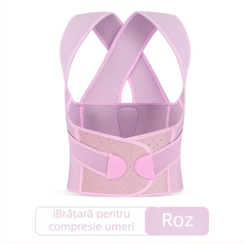 Orteza pentru corectarea posturii a spatelui cu deschidere la umeri, susținere a pieptului, invizibilă și respirabilă, țesătură nețesută, personalizare disponibilă