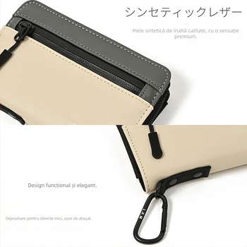 Portofel bărbăteasc din piele naturală, cu două pliuri, cu mai multe compartimente pentru carduri, compartiment pentru monede și fermoar