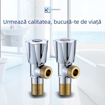 Supapă unghiulară pentru baie, cu o singură intrare și două ieșiri, din alamă, model KM-1978, instalare în perete (KM-1978; 50; Ø10; în perete; alamă)