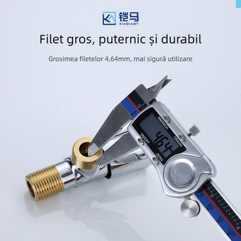 Supapă unghiulară pentru baie, cu o singură intrare și două ieșiri, din alamă, model KM-1978, instalare în perete (KM-1978; 50; Ø10; în perete; alamă)