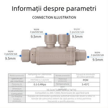 Valvă de distribuție 2-și 3-cai pentru purificator RO cu apă pură, conectat la conducte fără rezervor (POM)