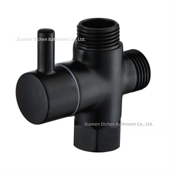 Distribuitor cu trei căi din cupru pentru duș, 1 intrare/2 ieșiri, conexiune filet, finisaj electroplatat, 0–90°C, 0.8–1.2 MPa