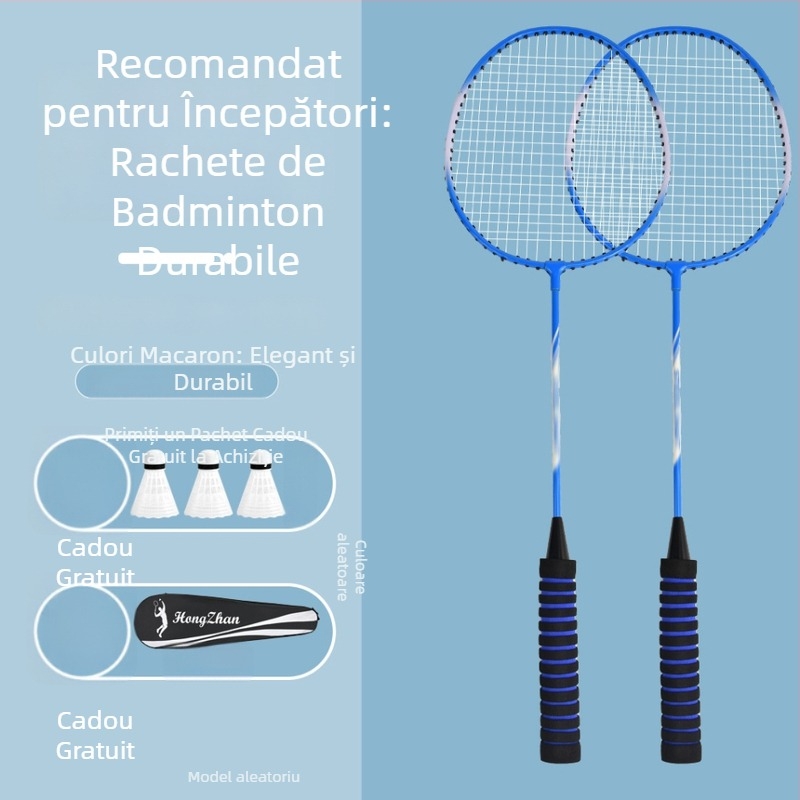 Rachetă de badminton – greutate 95–100 g, cadru din aliaj de fier, duritate moderată, pachet de 6 bucăți