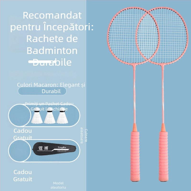 Rachetă de badminton – greutate 95–100 g, cadru din aliaj de fier, duritate moderată, pachet de 6 bucăți