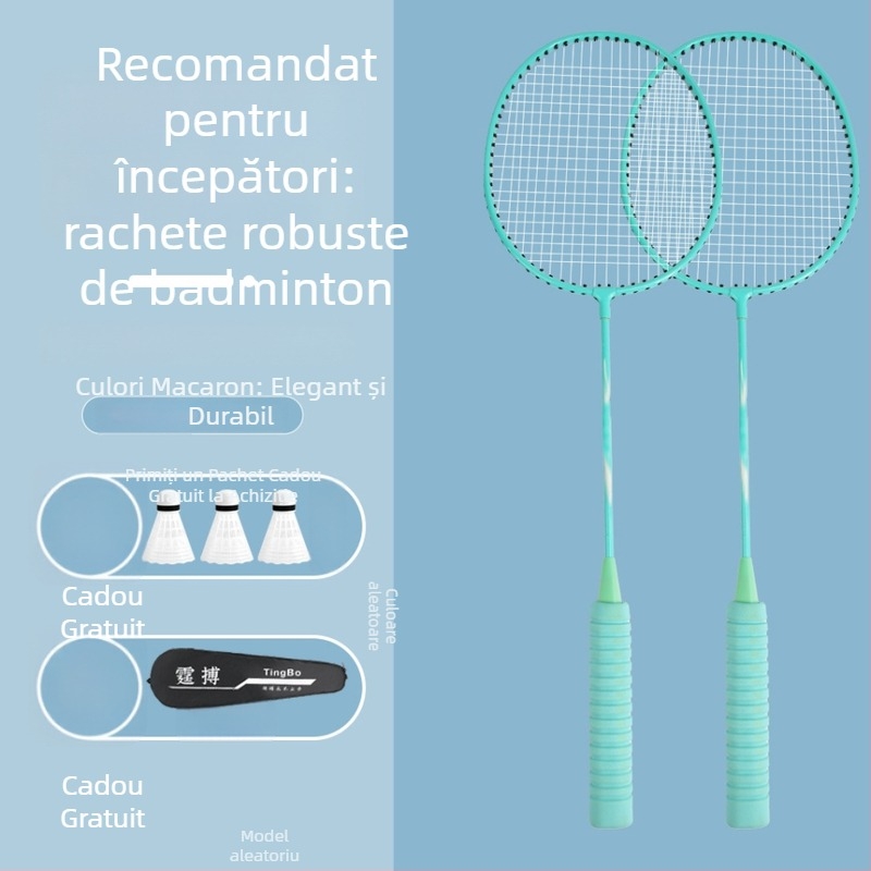 Rachetă de badminton – greutate 95–100 g, cadru din aliaj de fier, duritate moderată, pachet de 6 bucăți