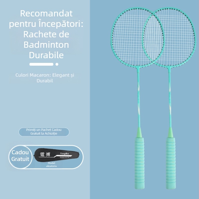 Rachetă de badminton – greutate 95–100 g, cadru din aliaj de fier, duritate moderată, pachet de 6 bucăți