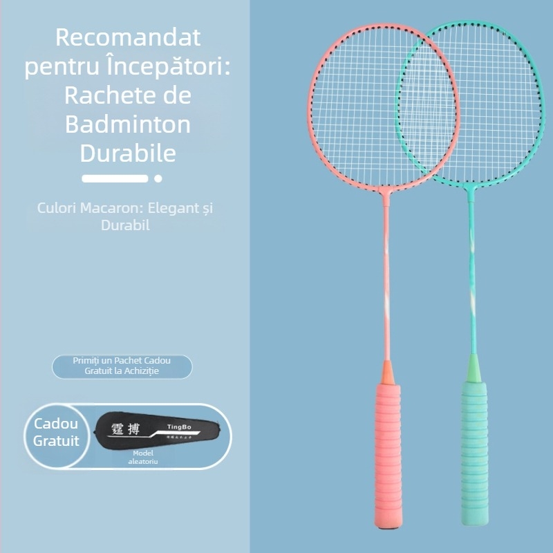 Rachetă de badminton – greutate 95–100 g, cadru din aliaj de fier, duritate moderată, pachet de 6 bucăți