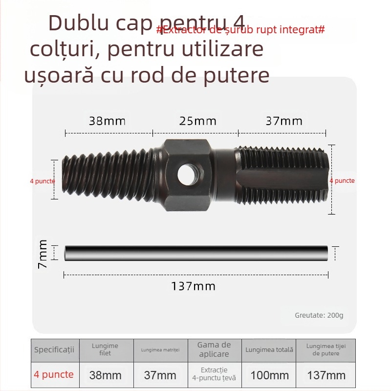Extractor de șuruburi pentru robinete și țevi – unealtă din oțel carbon pentru îndepărtarea șuruburilor uzate sau rupte