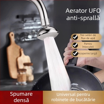 Aerator de robinet 360° rotativ, Anti-Splash, Cupru+ABS, Cromare electrolitice, Montaj spiral, Model CL-0361, Chen Luo