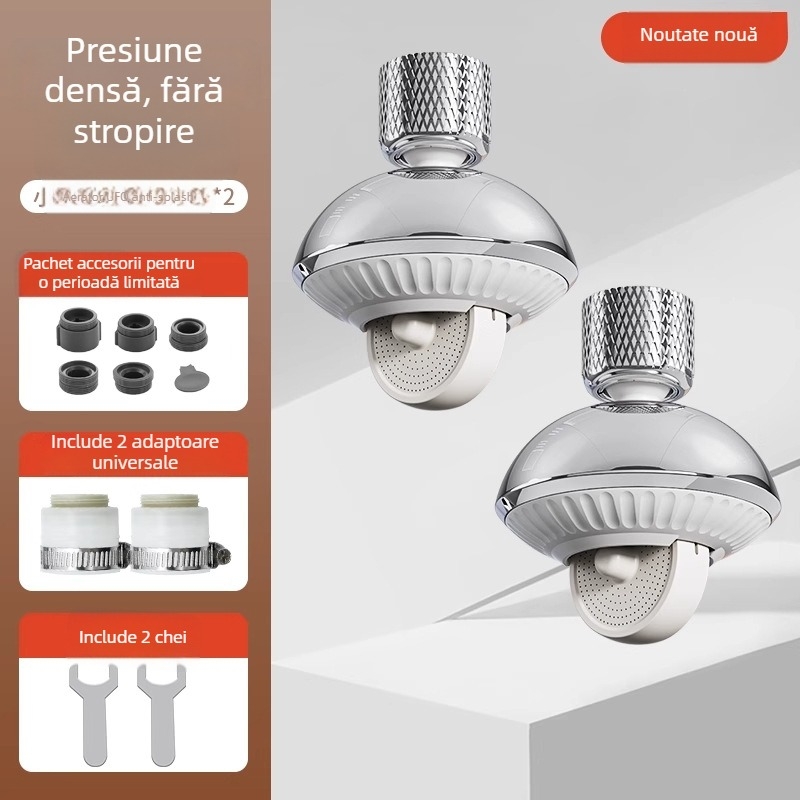Aerator de robinet 360° rotativ, Anti-Splash, Cupru+ABS, Cromare electrolitice, Montaj spiral, Model CL-0361, Chen Luo