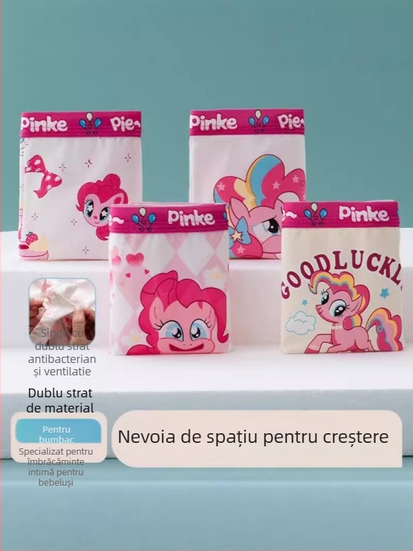 Boxeri pentru fete, 95% bumbac + 5% elastan, Clasa A, 4 buc. în pachet, Vara 2024