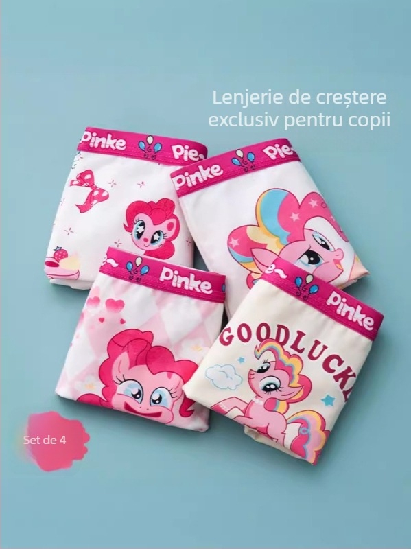 Boxeri pentru fete, 95% bumbac + 5% elastan, Clasa A, 4 buc. în pachet, Vara 2024