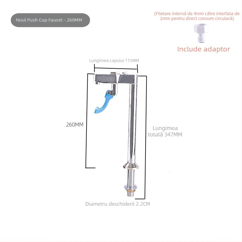 Robinet pentru pahare cu acționare prin apăsare, pentru bucătărie și bar de cafea, distribuitor de băuturi cu structură dublă pentru turnare directă