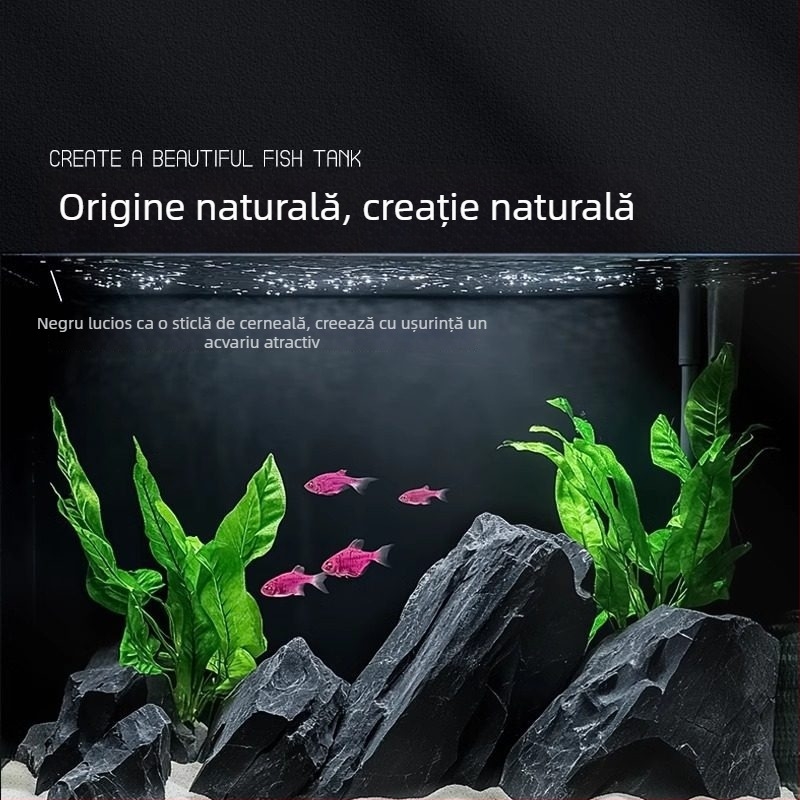 Set pietre peisaj acvariu pentru birou - rășină, decor ecologic pentru curs de apă, platformă pentru țestoase