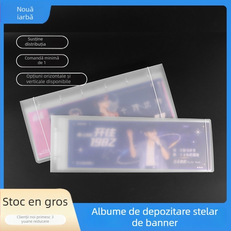 Album foto de mână pentru bannere, copertă PP, legare cu foi detașabile, 10 pagini, imprimare logo și personalizare disponibilă.