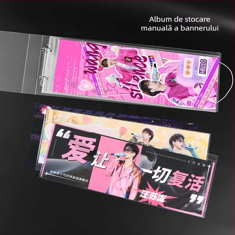 Album foto de mână pentru bannere, copertă PP, legare cu foi detașabile, 10 pagini, imprimare logo și personalizare disponibilă.