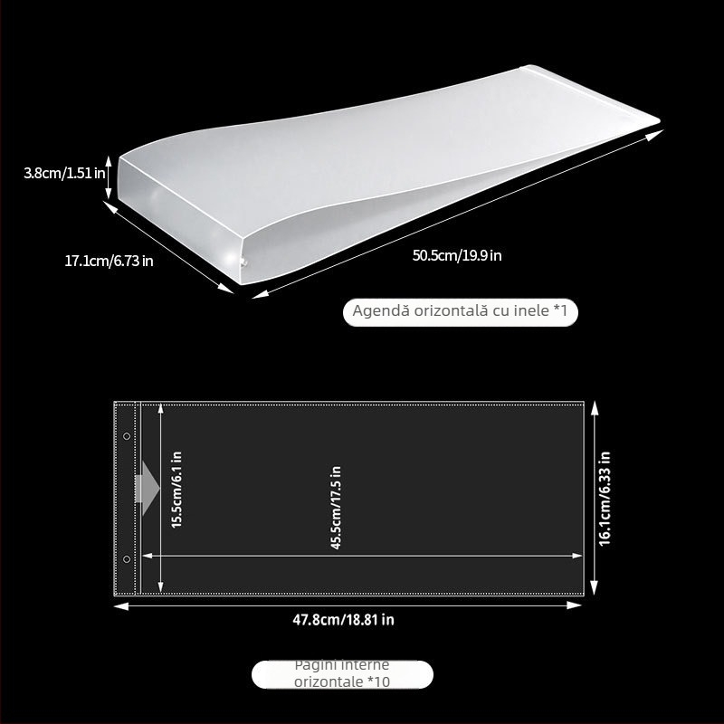 Album foto de mână pentru bannere, copertă PP, legare cu foi detașabile, 10 pagini, imprimare logo și personalizare disponibilă.