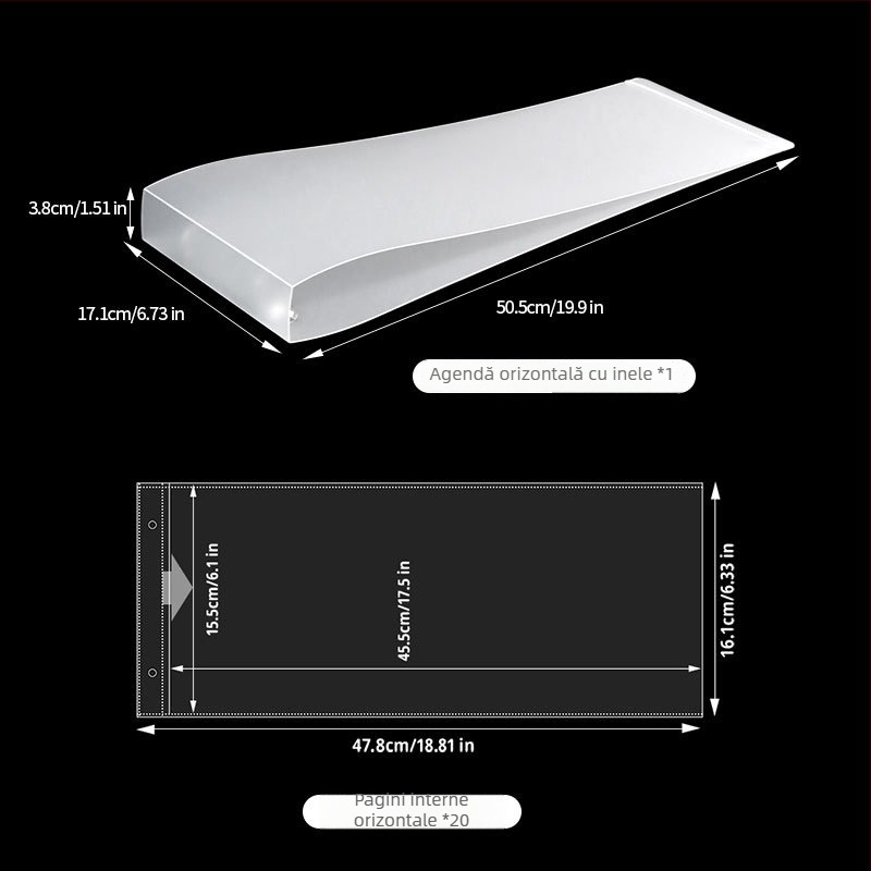 Album foto de mână pentru bannere, copertă PP, legare cu foi detașabile, 10 pagini, imprimare logo și personalizare disponibilă.