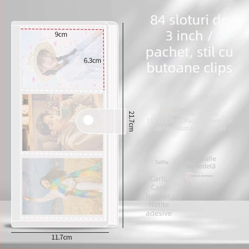 Album de carduri cu patru secțiuni – album foto cu foi detașabile, copertă PP, 20 de pagini interioare, posibilitate de personalizare
