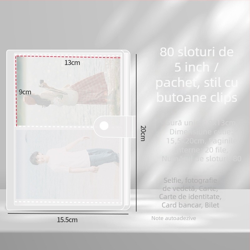 Album de carduri cu patru secțiuni – album foto cu foi detașabile, copertă PP, 20 de pagini interioare, posibilitate de personalizare