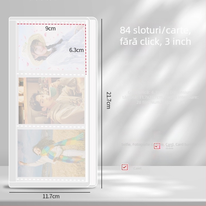 Album de carduri cu patru secțiuni – album foto cu foi detașabile, copertă PP, 20 de pagini interioare, posibilitate de personalizare