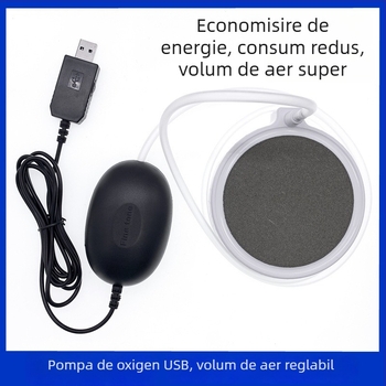 Pompa de oxigen alimentată prin USB, cu debit reglabil, pentru acvariu casnic, silențioasă, portabilă