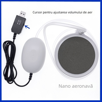 Pompa de oxigen alimentată prin USB, cu debit reglabil, pentru acvariu casnic, silențioasă, portabilă