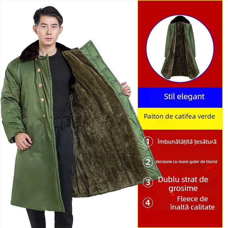 Palton militar de iarnă cu căptușeală din fleece, izolație groasă, model camuflaj, unisex
