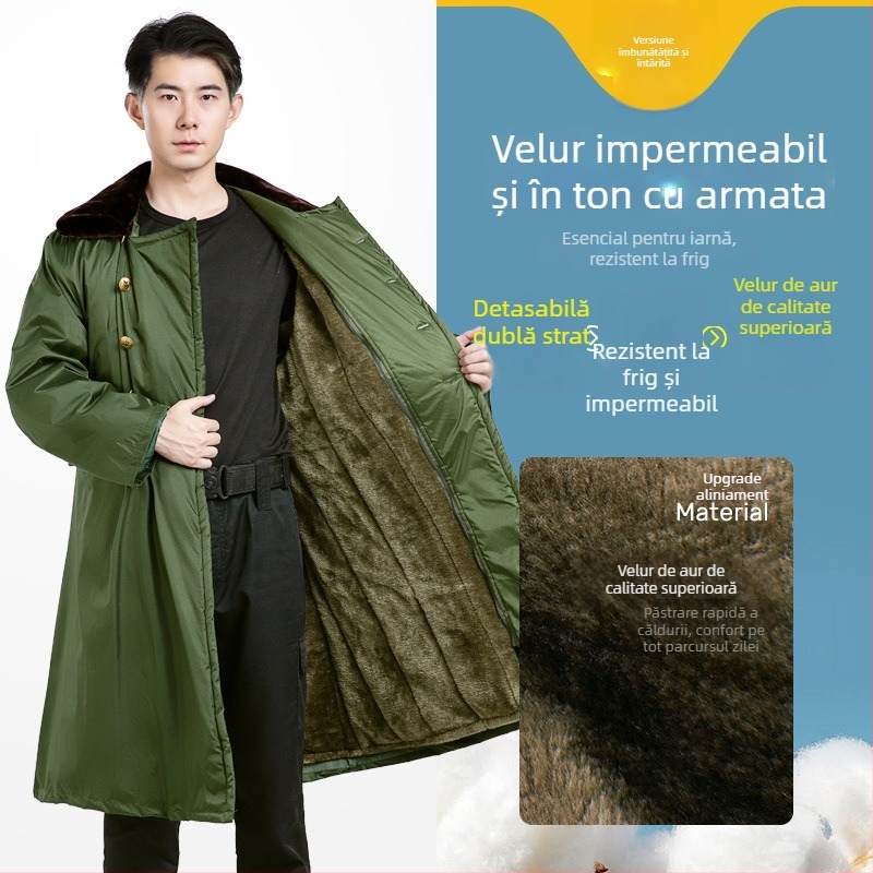 Palton militar de iarnă cu căptușeală din fleece, izolație groasă, model camuflaj, unisex