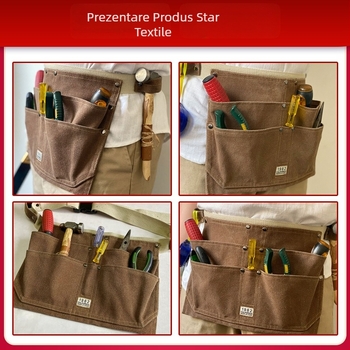 Geantă de unelte pe talie pentru șantier (cu multiple buzunare; construcție robustă; pentru electricieni; utilizare în exterior)