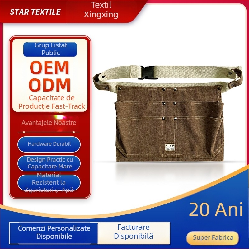 Geantă de unelte pe talie pentru șantier (cu multiple buzunare; construcție robustă; pentru electricieni; utilizare în exterior)