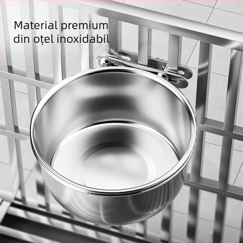 Vas suspendat din oțel inoxidabil pentru hrana animalelor, anti-vărsare, pentru câini și pisici, model 3143