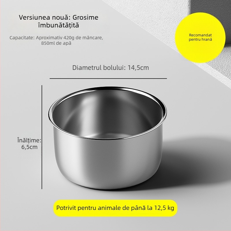 Vas suspendat din oțel inoxidabil pentru hrana animalelor, anti-vărsare, pentru câini și pisici, model 3143