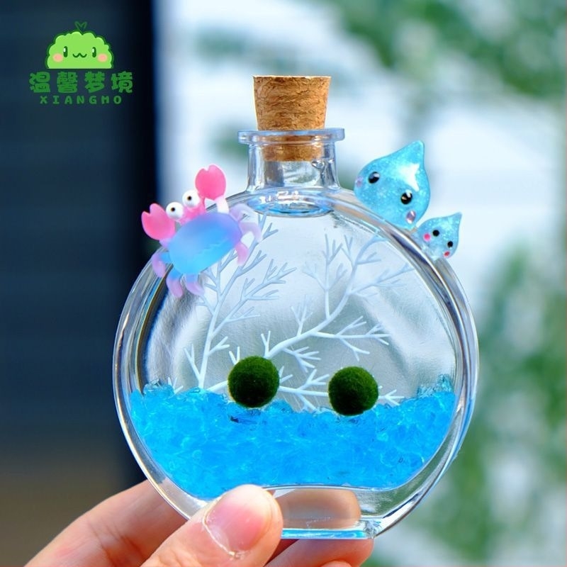 Sticluță de parfum – terariu ecologic cu bilă de alge, peisaj mini de birou, set de plante hidroponice pentru interior (Material: Alte; Brand: Alte; Importat: Nu; Cadou: Nu)