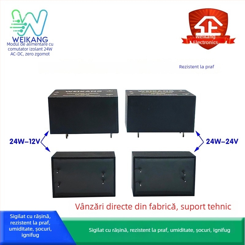 Modul de alimentare, 24W, ieșiri 12V2A și 24V1A, zgomot zero, izolație turnată, AC-DC, intrare lată
