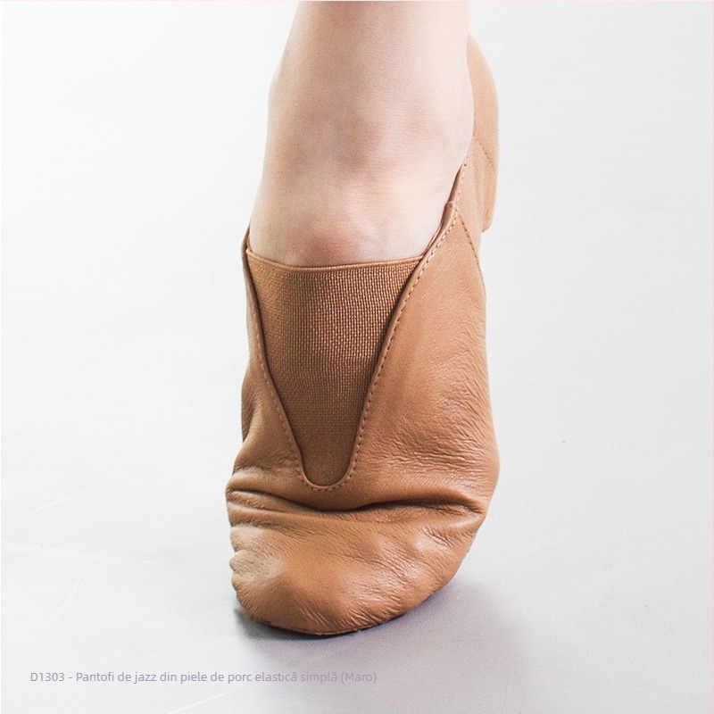 Pantofi de dans jazz, unisex, talpă EVA, partea superioară din piele de porc, potriviți pentru balet și dans modern